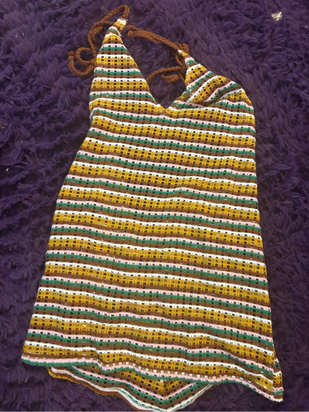 wild fable Multicolor Striped Crochet Halter Dress